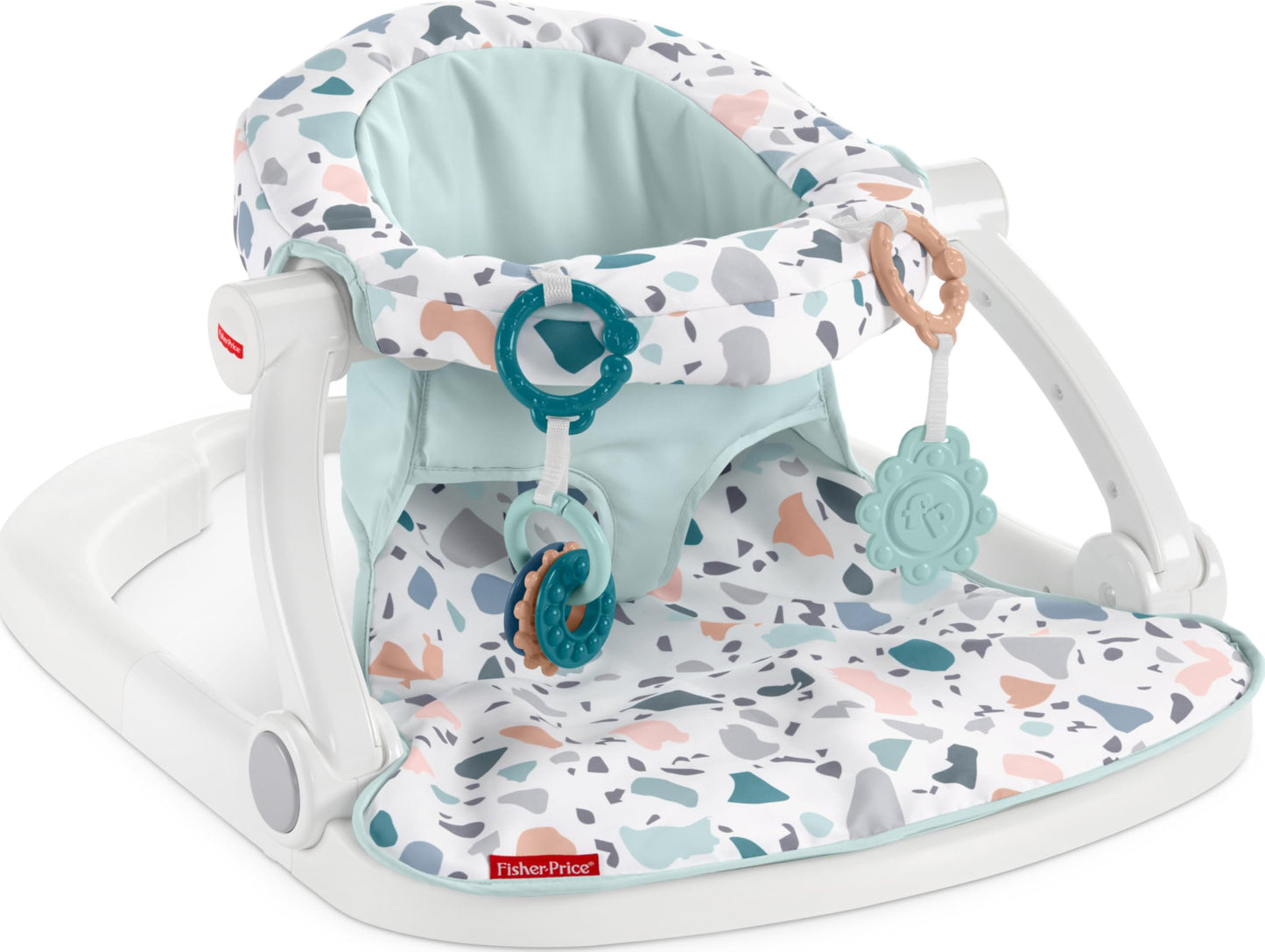 Fisher-Price Portable Baby Chair Sit-Me-Up Floor Seat with Developmental Toys & Machine Washable Seat Pad, Rainbow Showers