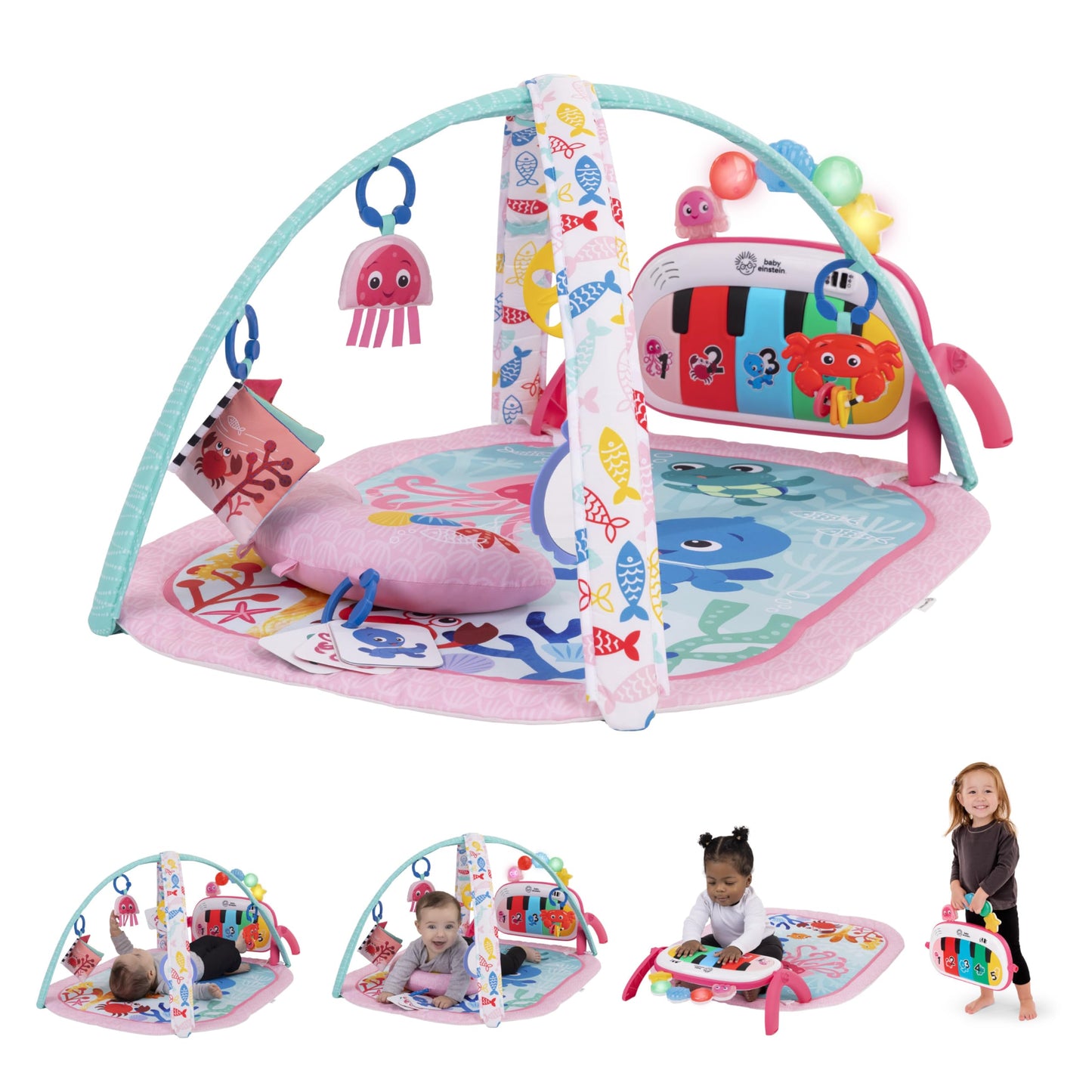 Baby Einstein 4-in-1 Kickin' Tunes Music and Language Play Gym and Piano Tummy Time Activity Mat